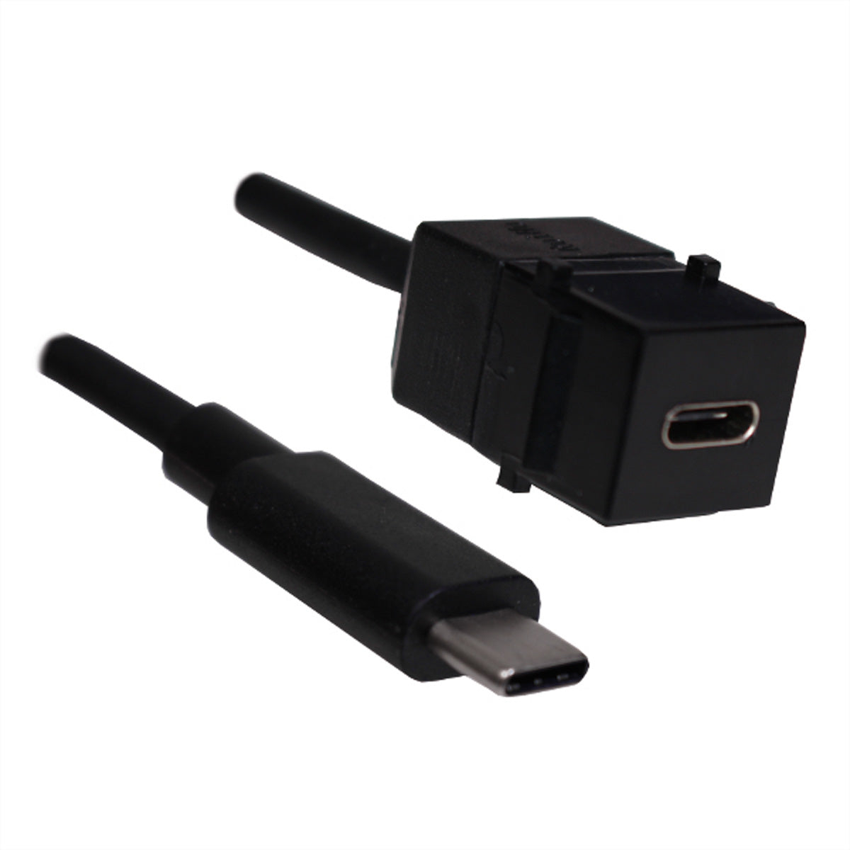 Bachmann Keystone-Modul USB-C, 1×USB-C PD 60 W, 0,5 m Kabelpeitsche, 220×135×20 mm – schwarz