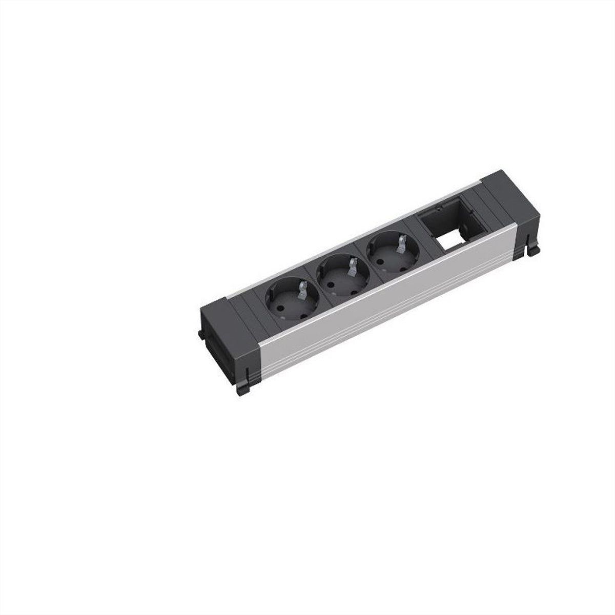 Bachmann Conference Top Frame Medium Einbau-Anschlussfeld 3×Schutzkontakt, 1×ABD – Wieland GST18 – Schwarz