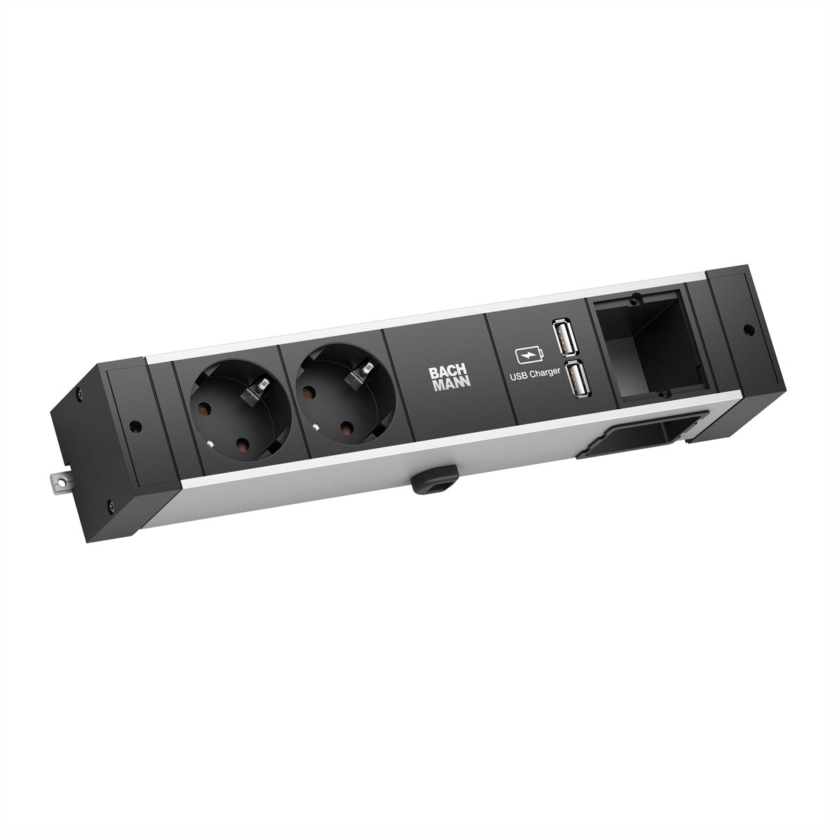 Bachmann DESK RAIL Steckdosenleiste – 2×Schuko (Typ F), 2×USB, 2 m