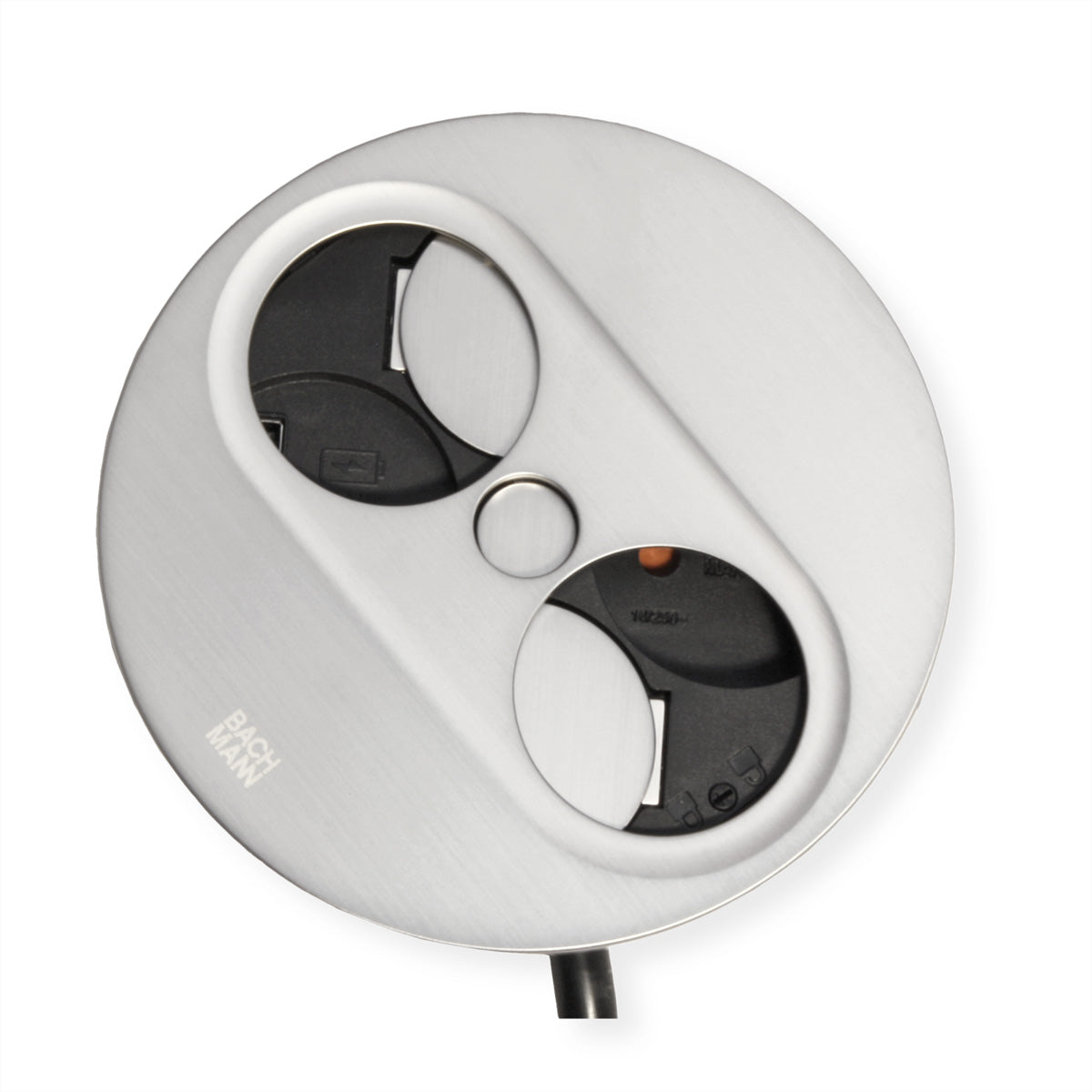 Bachmann TWIST 2 Einbau-Anschlussfeld UTE (Typ E) 1× – USB-C×1, USB-A×1 – 22 W – 2,0 m – Edelstahl