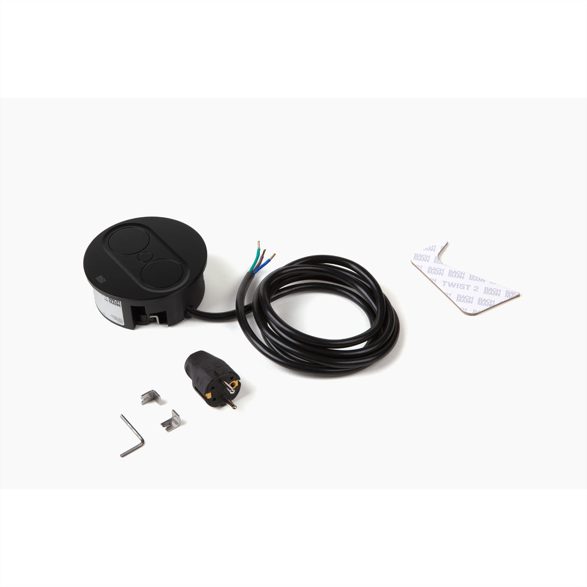Bachmann TWIST 2 – Einbau-Anschlussfeld, 1× Schuko (Typ F), 1× USB-A + 1× USB-C (22 W), 2,0 m