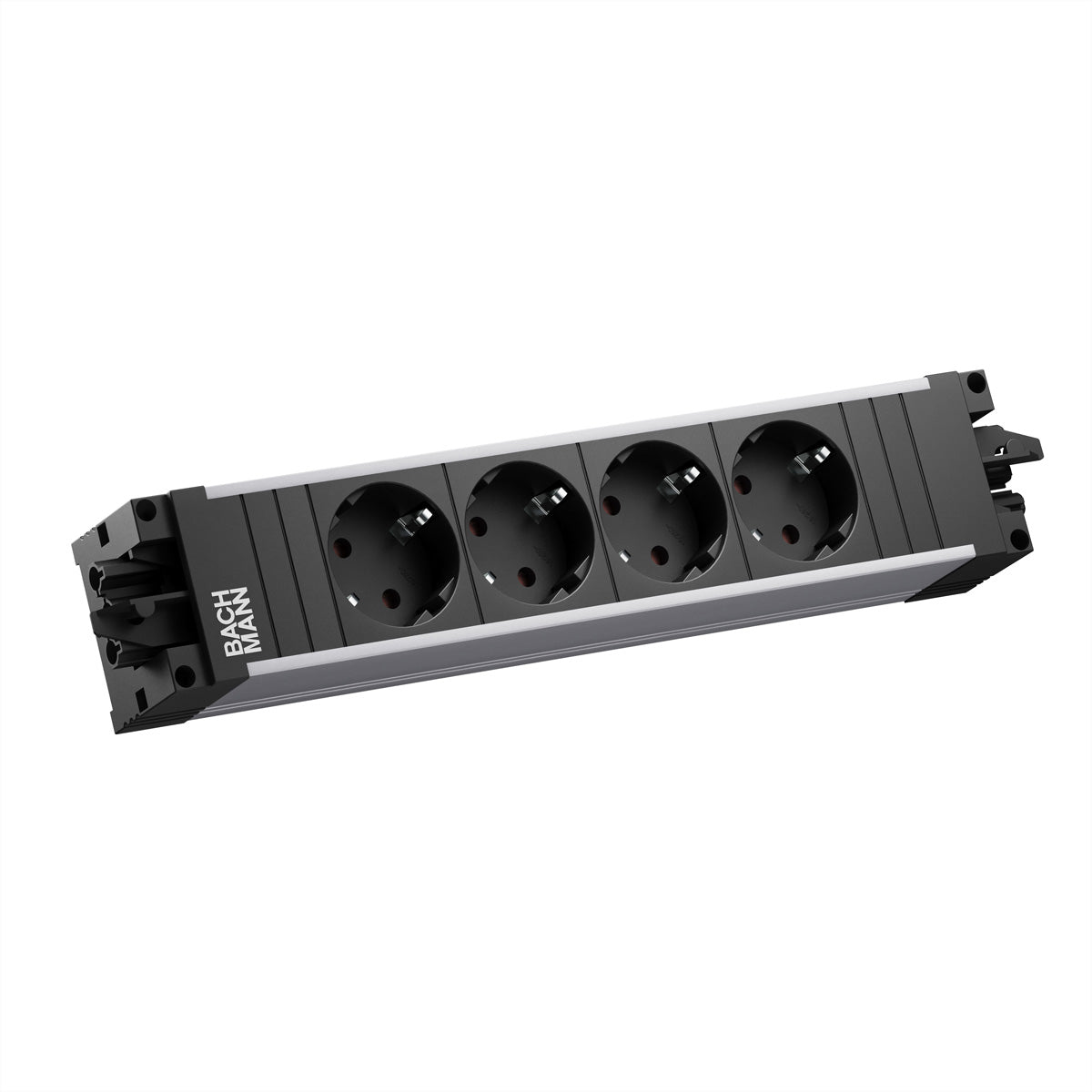 Bachmann STEP ALU Steckdoseneinheit – 4×Schuko (Typ E/F), GST18 Eingang/Ausgang, Aluminium, IP20