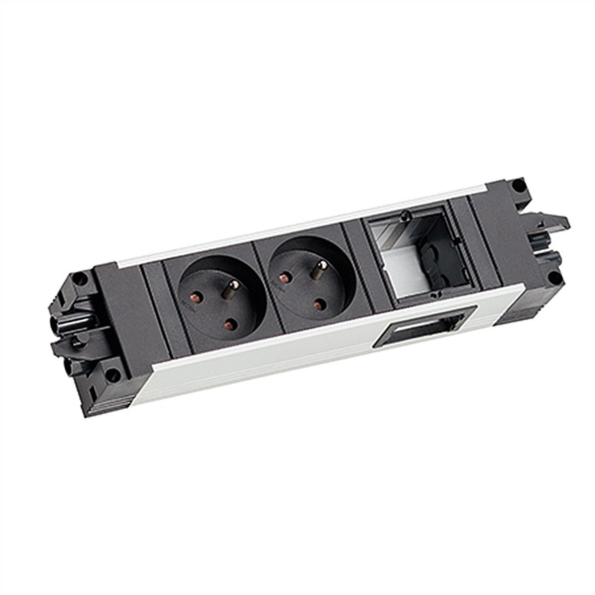 Bachmann STEP ALU Steckdoseneinheit – 75×320×75 mm, Tisch/Einbau