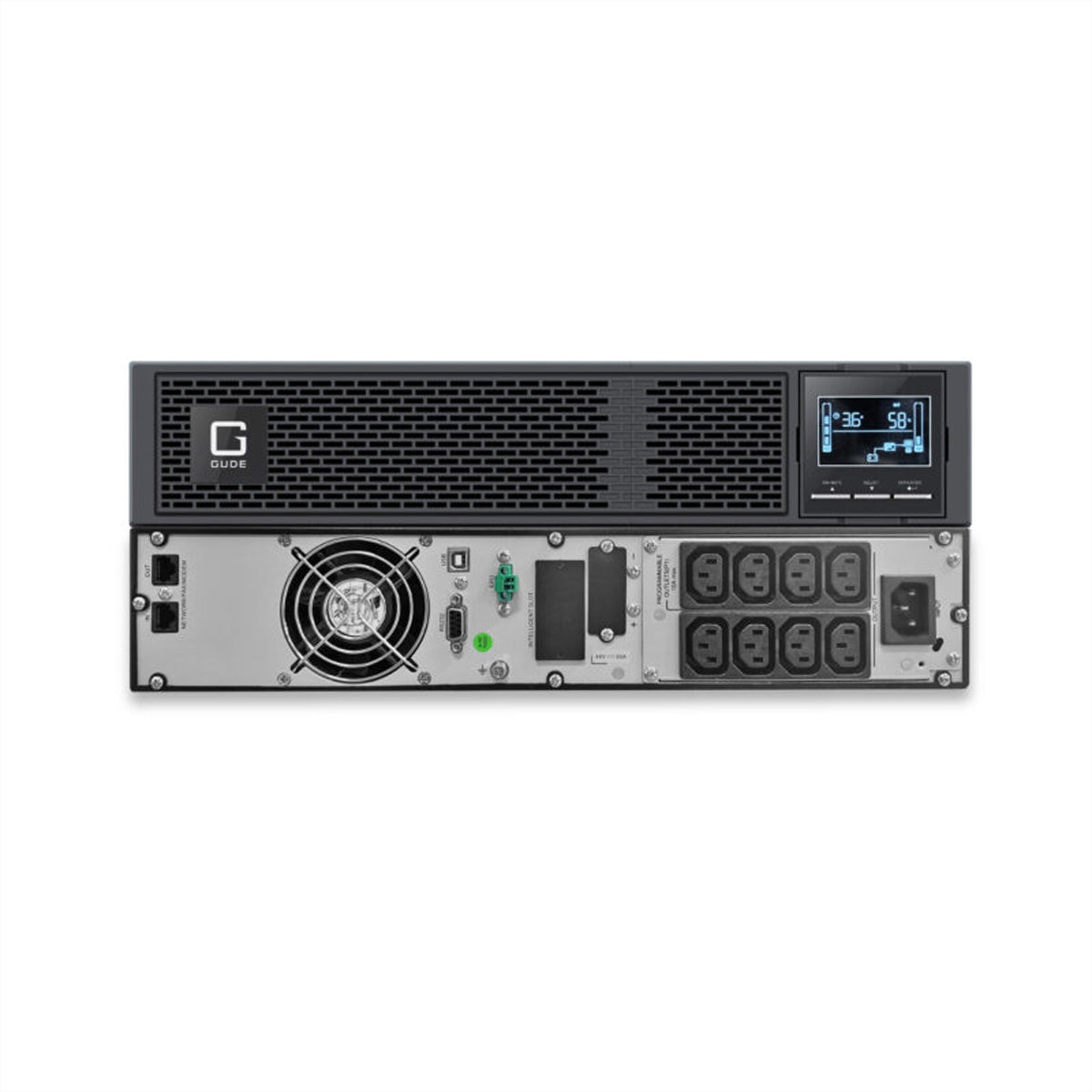 Gude EPB 8810-1 USV 1 kVA/1000 W Online – 19" Rackmount 2U – C13×8, Eingang IEC C14 – Schwarz