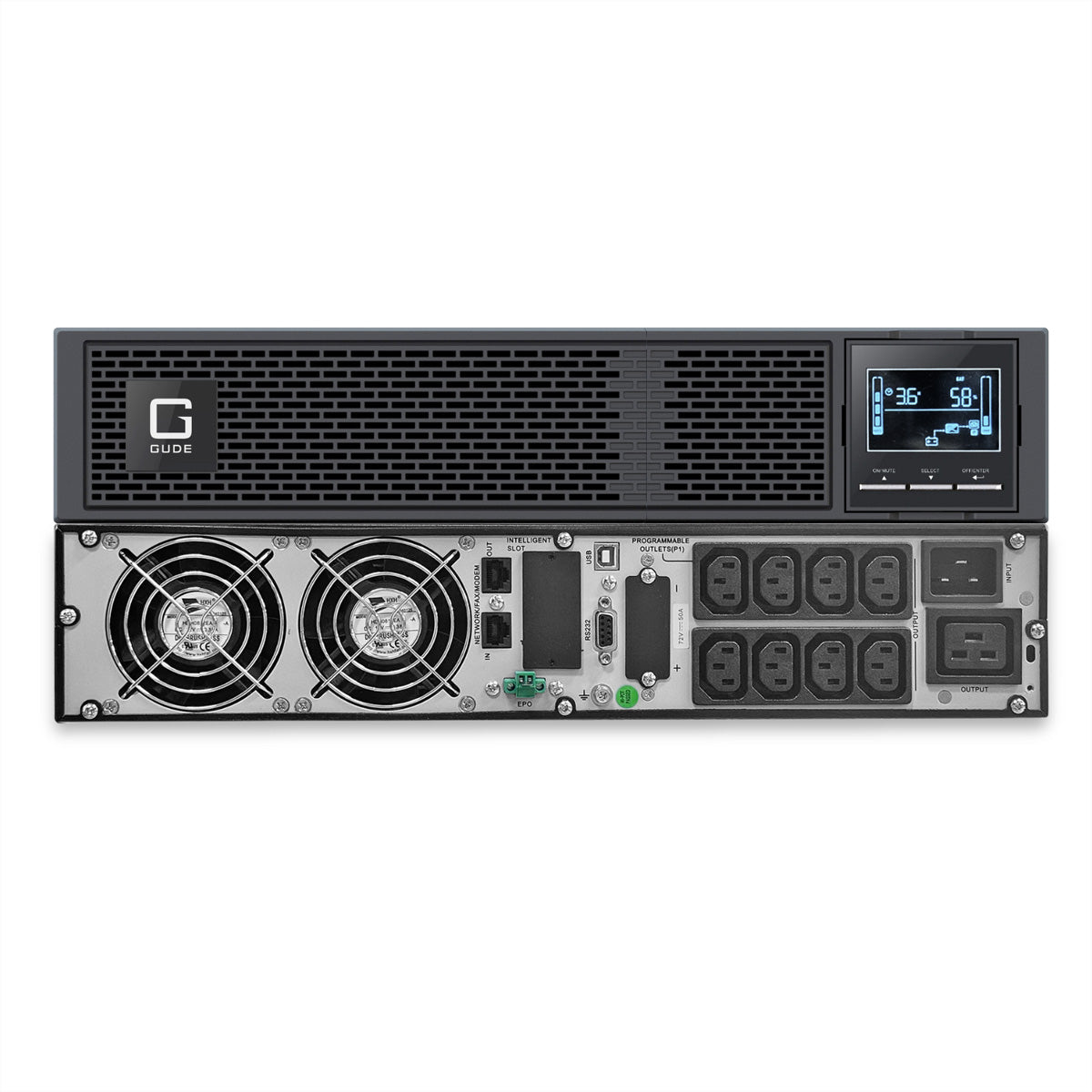 Gude EPB 8810-3 USV 3,0 kVA/3000 W Online – 19" Rack, 2U – C13×8, C19×1, Eingang IEC C20 – Schwarz