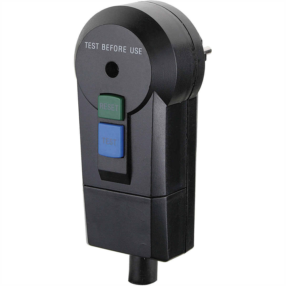 Bachmann FI-Zwischenstecker – 16 A, < 30 mA, 250 V, IP44 – Schwarz