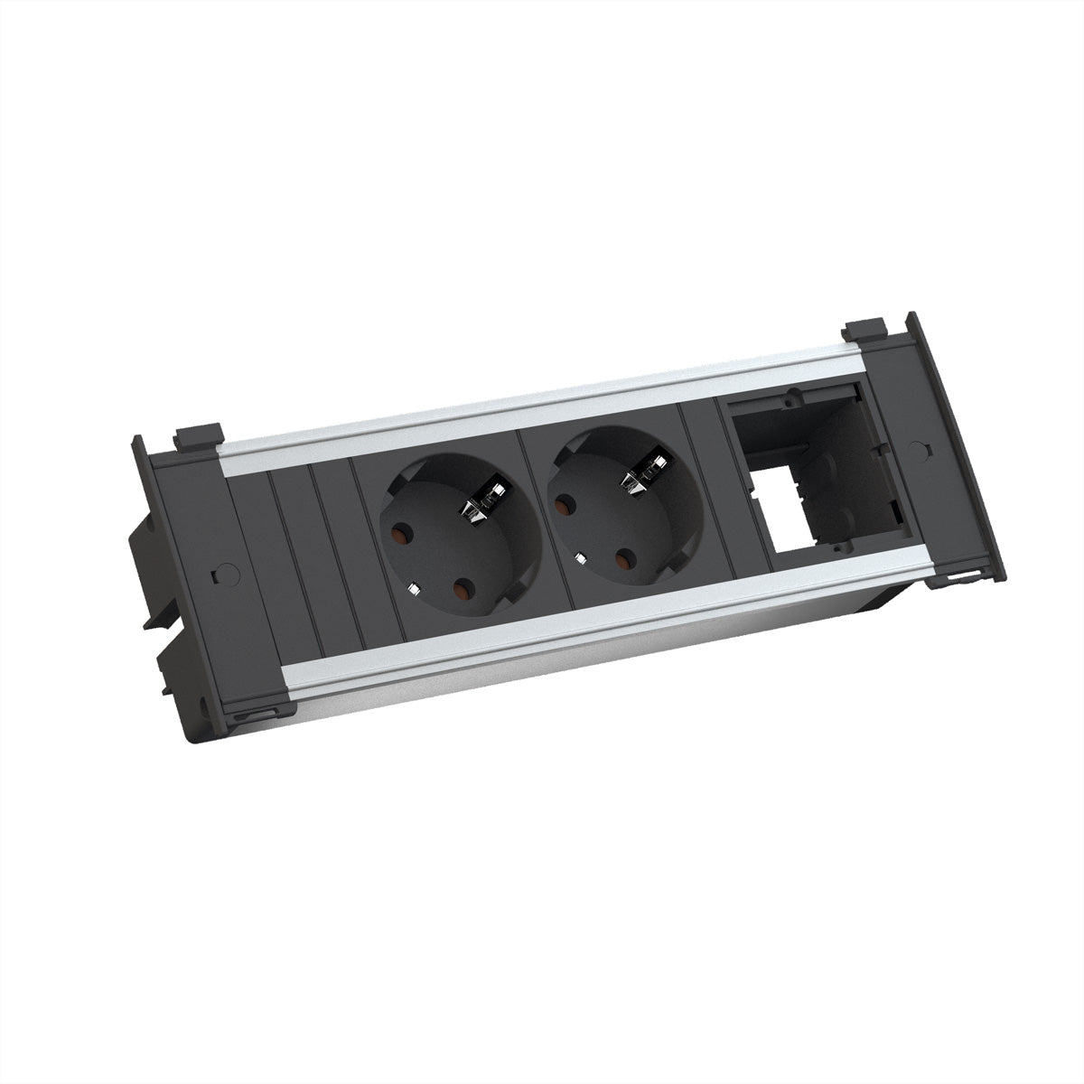 Bachmann KAPSA Steckdosenleiste – 3× Schutzkontakt (Typ F), Wieland GST18-Stecker, Schwarz/Grau