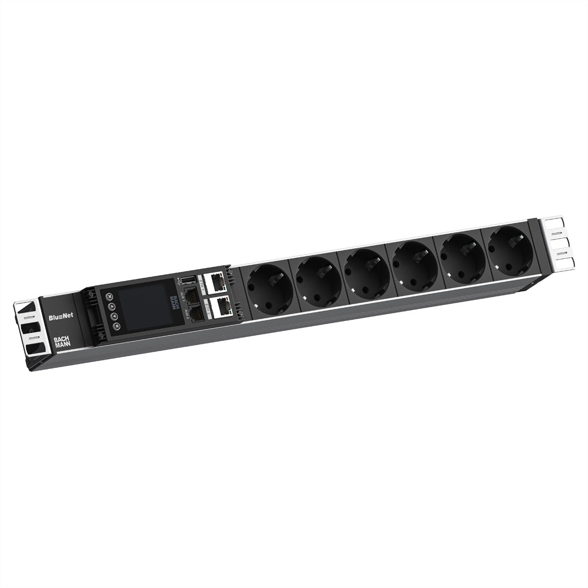 Bachmann Rack-PDU – Überwacht, Messung pro Phase, 1-ph, 19" Rack 1U, 16 A 230 V, 6×Schuko (CEE 7/3), 2,0 m
