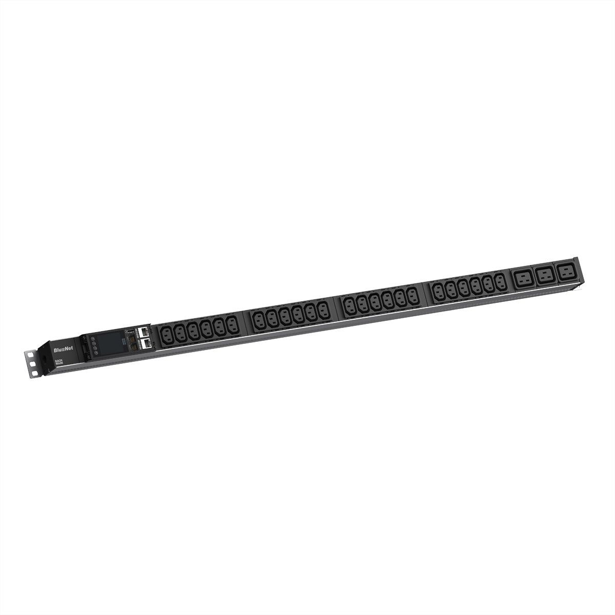 Bachmann BN ESSENTIAL Steckdosenleiste – 24×C13 + 3×C19, 1×USB‑A, 3,0 m, Überwacht (Messung pro Phase), CEE 16