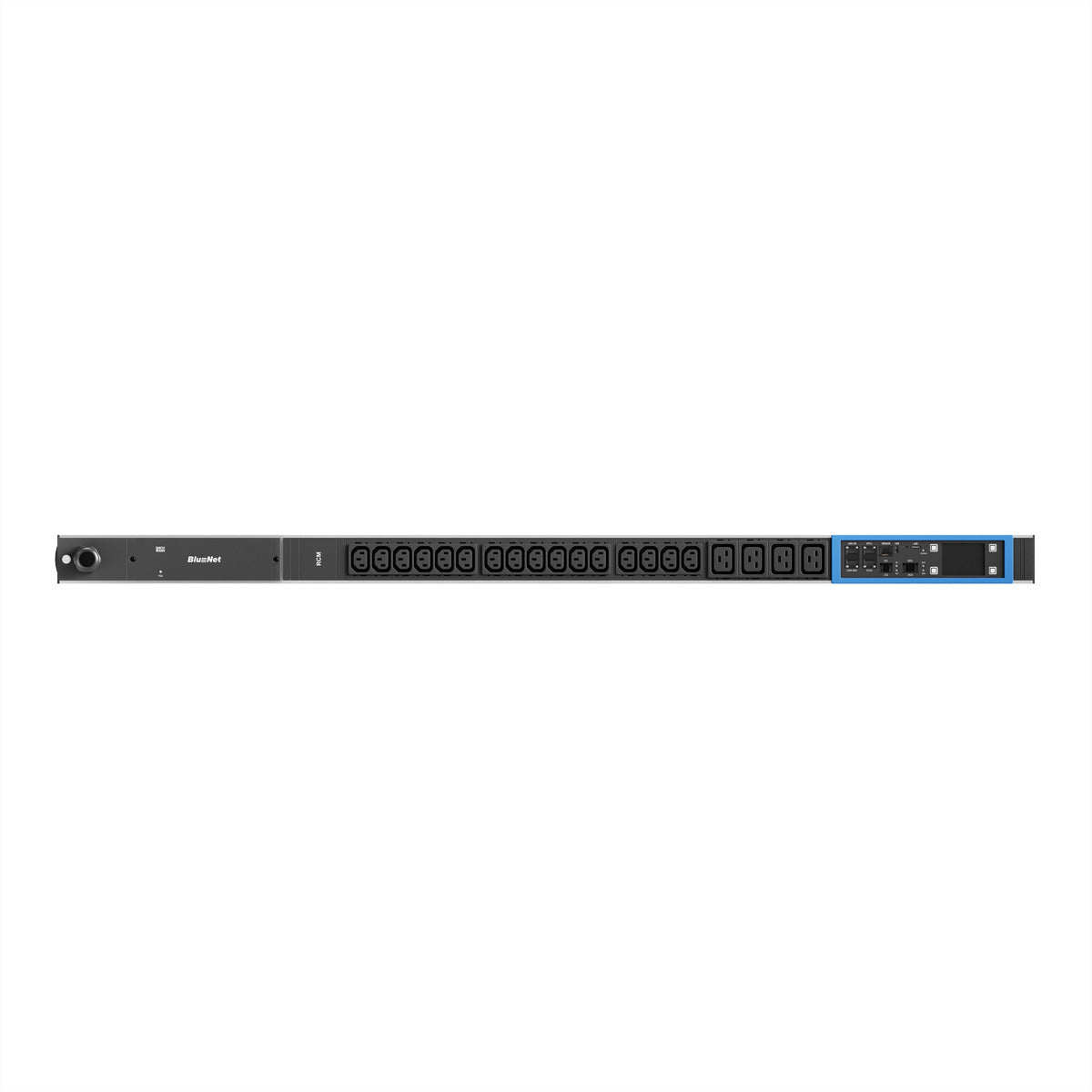 Bachmann BN PRO M RCM Steckdosenleiste C13×16, C19×4, USB-C×1 3,0 m – CEE 16 A Eingang, Metered RCM (Typ B)