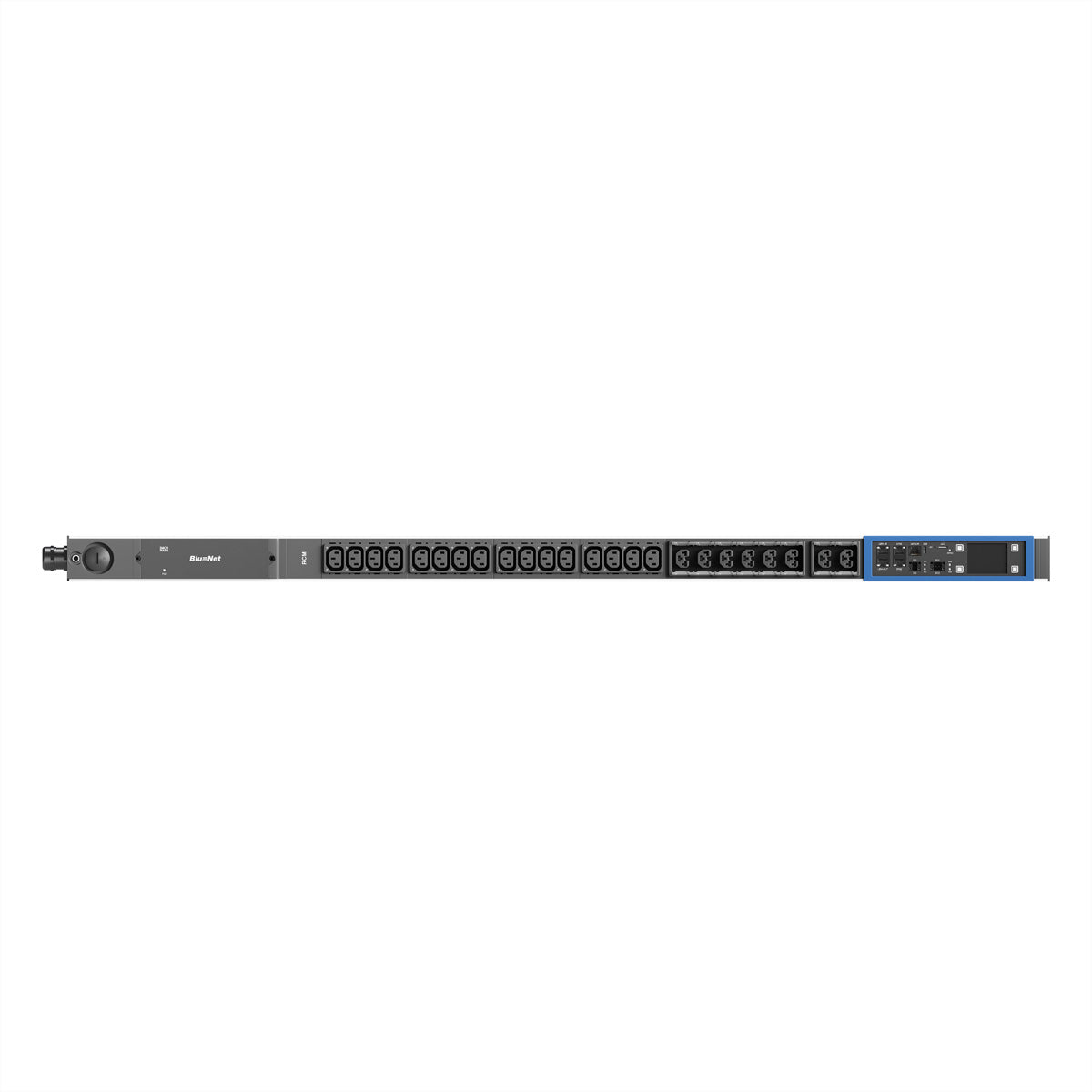 Bachmann BN PRO M+ RCM Rack-PDU mit Messung pro Ausgang, mit Haltewinkel, einphasig 3,6 kW, (16×C13 + 8×Combo)