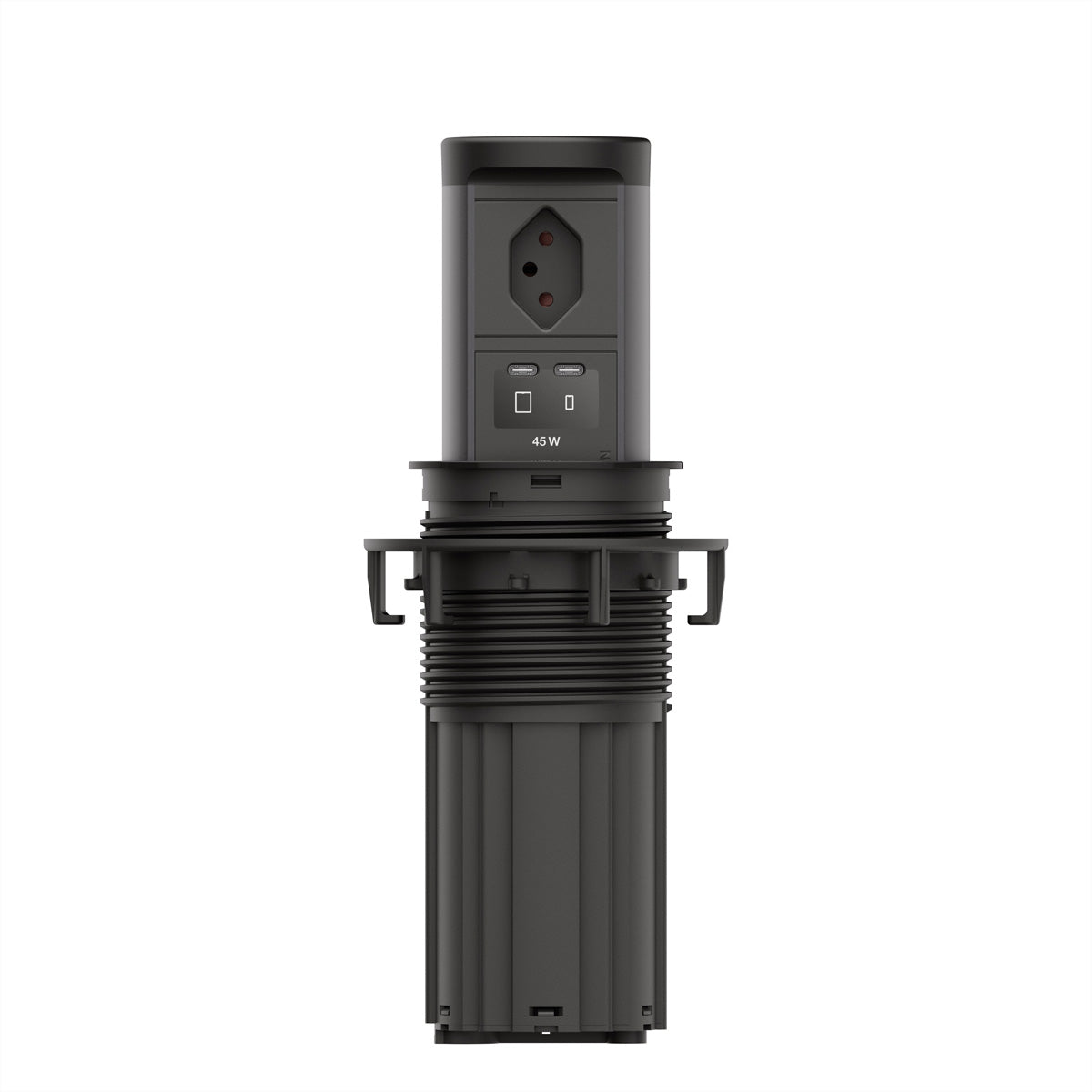 Bachmann ELEVATOR 2 Einbausteckdosenleiste, 1×T13, 2×USB-C PD 45 W, Einbau, 2,0 m – Schwarz