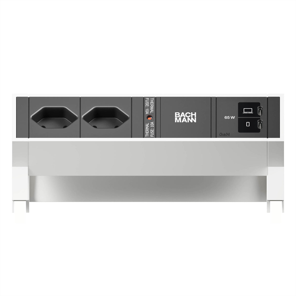 Bachmann DESK2 Tischsteckdosenleiste, 2×T13, 2×USB-C 65 W, 0,2 m – weiss