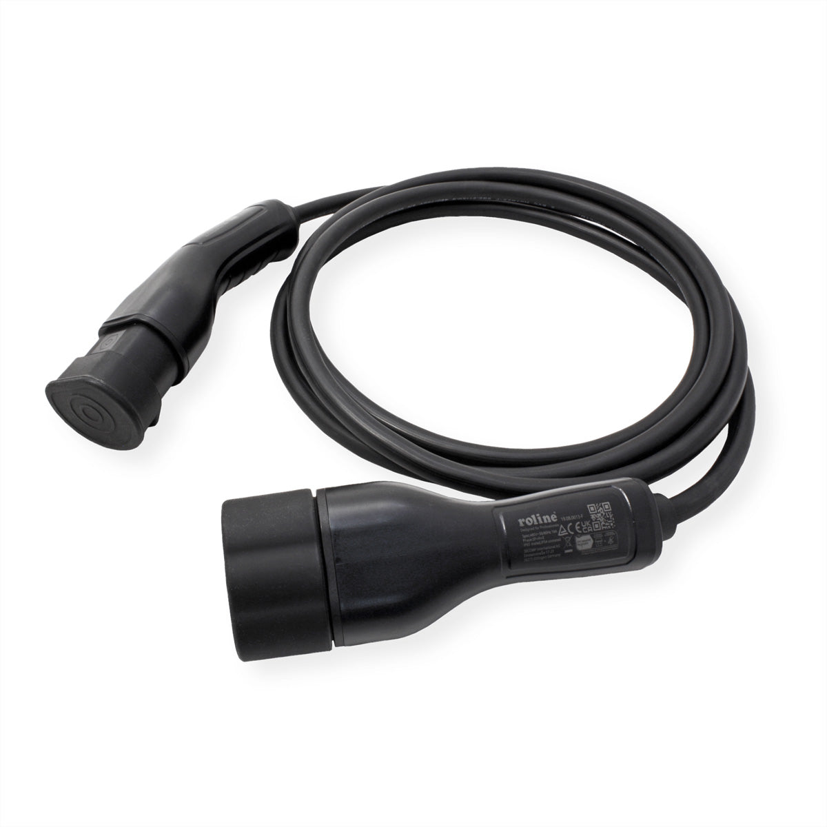 ROLINE Typ 2 Stromkabel – Typ 2–Typ 2, 7,5 m, 3-phasig, 11 kW (480 V / 16 A), IP54/IP65, schwarz