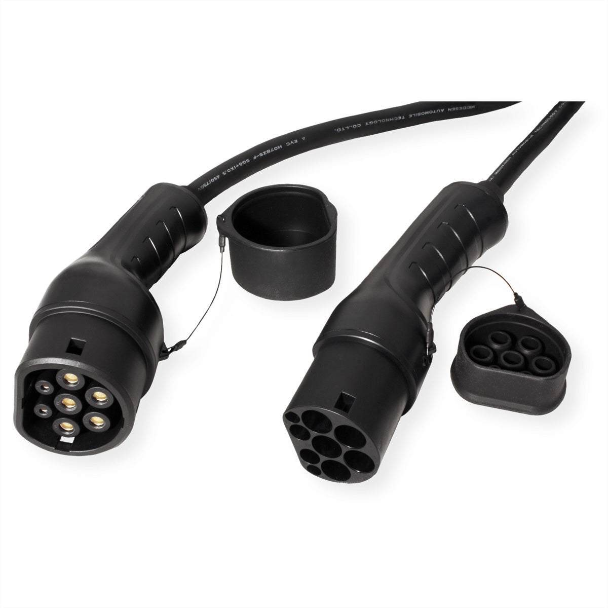ROLINE Typ 2 Ladekabel Stromkabel – Typ 2–Typ 2, 3 m, 3-phasig 16 A/11 kW, Spiralkabel