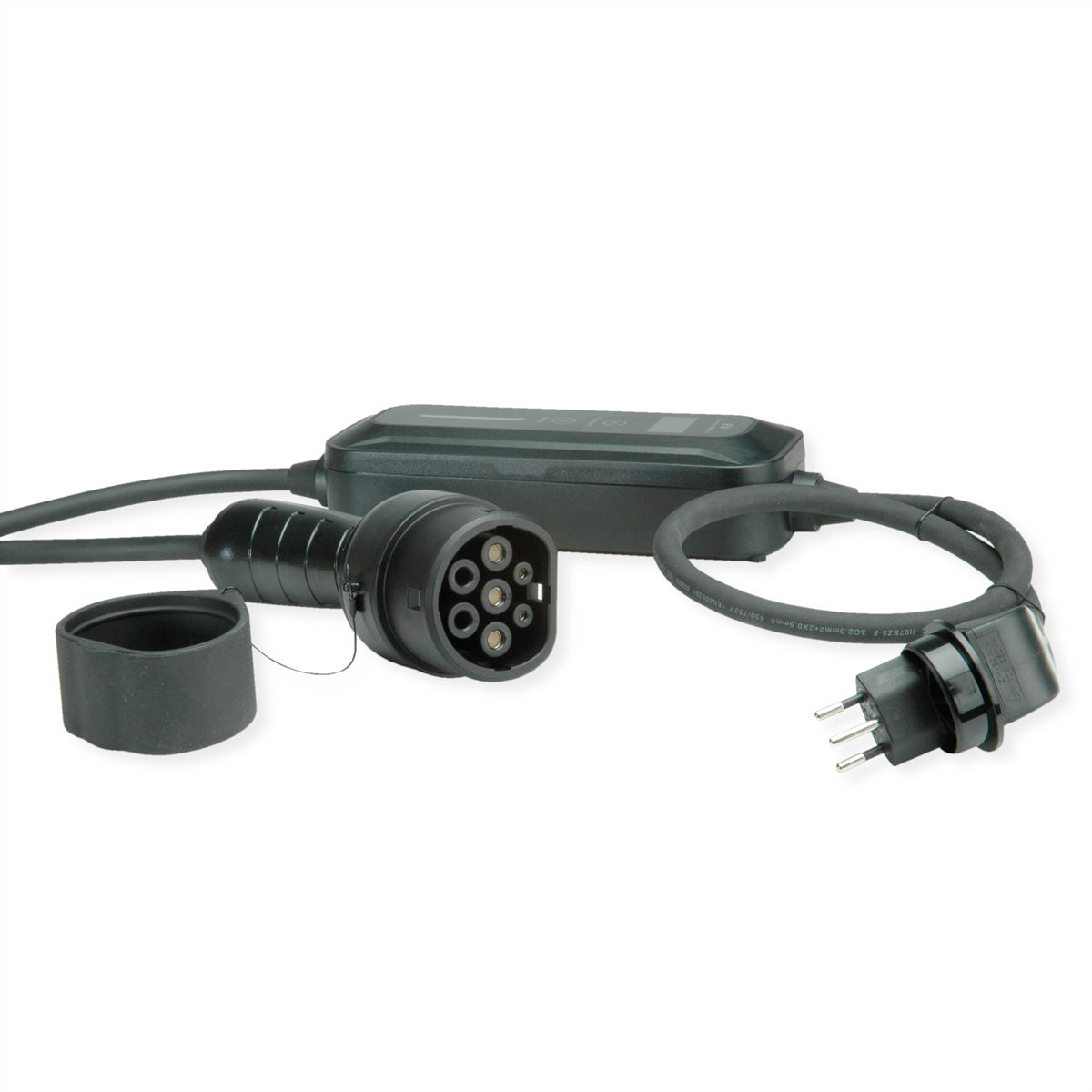 ROLINE Elektroauto-Ladekabel Stromkabel – T12 (Typ J)–Typ 2, 5 m, 250 V/10 A, IP54, Schwarz
