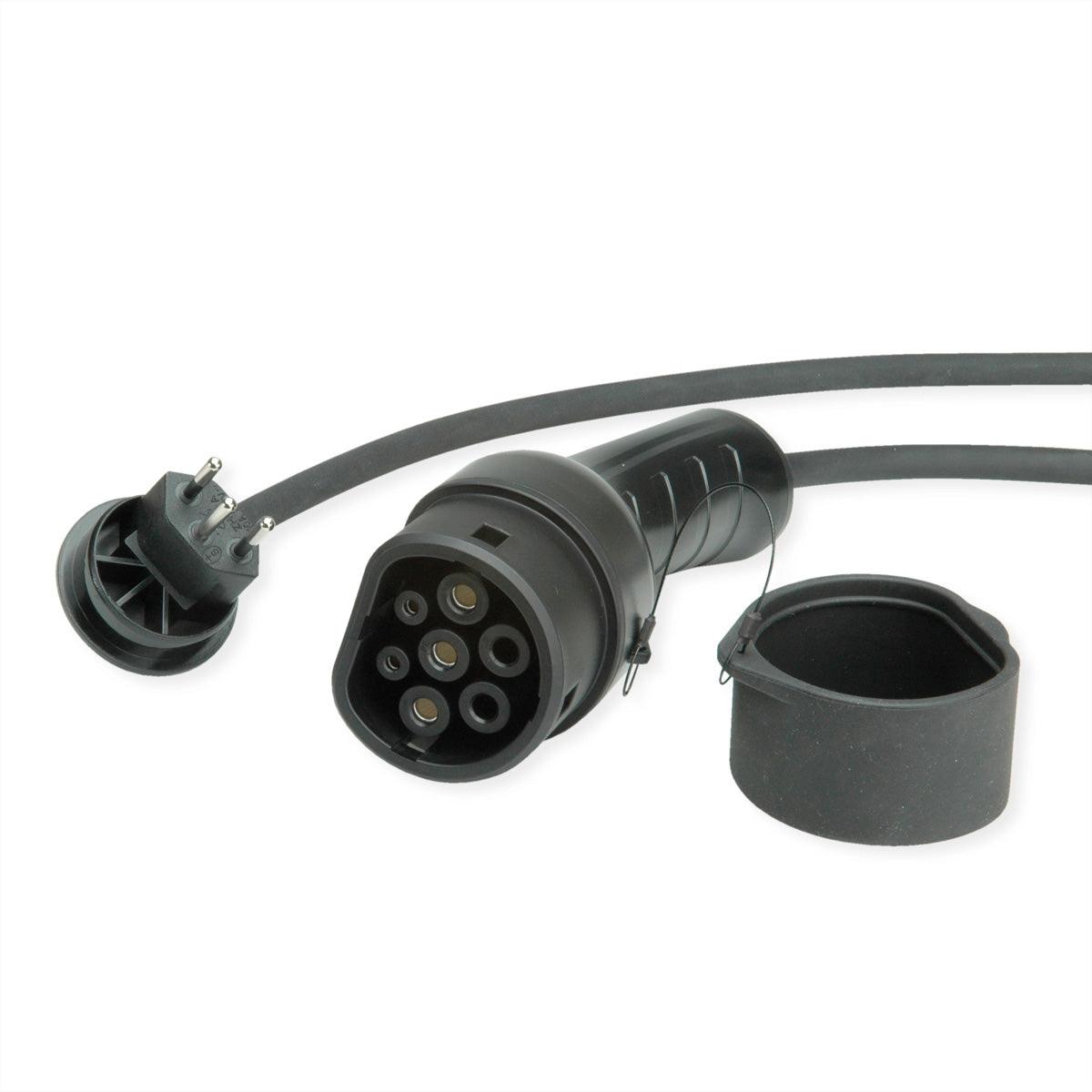 ROLINE Elektroauto-Ladekabel Stromkabel – T12 (Typ J)–Typ 2, 5 m, 250 V/10 A, IP54, Schwarz