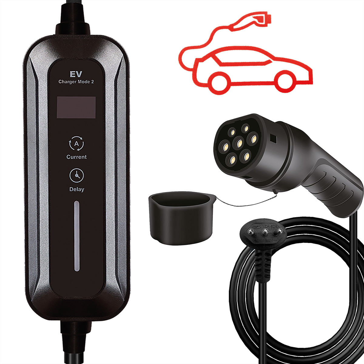 ROLINE E-Auto-Ladekabel 2300 W – Mode 2, einphasig – CEI23-50 (Typ L) & Typ 2, 3 m – für Typ-2-Fahrzeuge