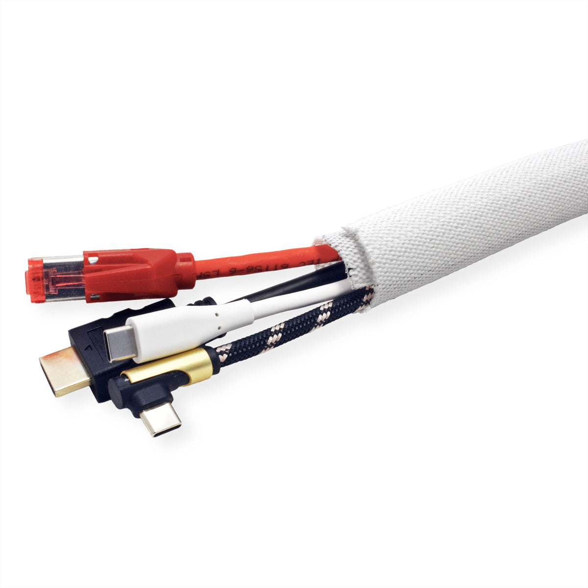 VALUE Kabelschlauch, Ø 25 mm × 2,5 m, selbsteinrollend – weiss