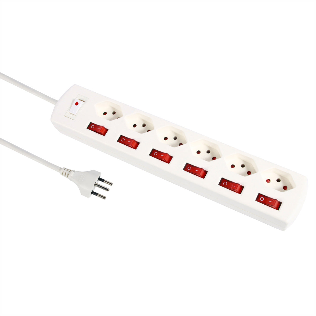 M. Schönenberger Schönenberger Fix-Line Steckdosenleiste T13×6 – Eingang T12, 2 m Kabel, Kinderschutz