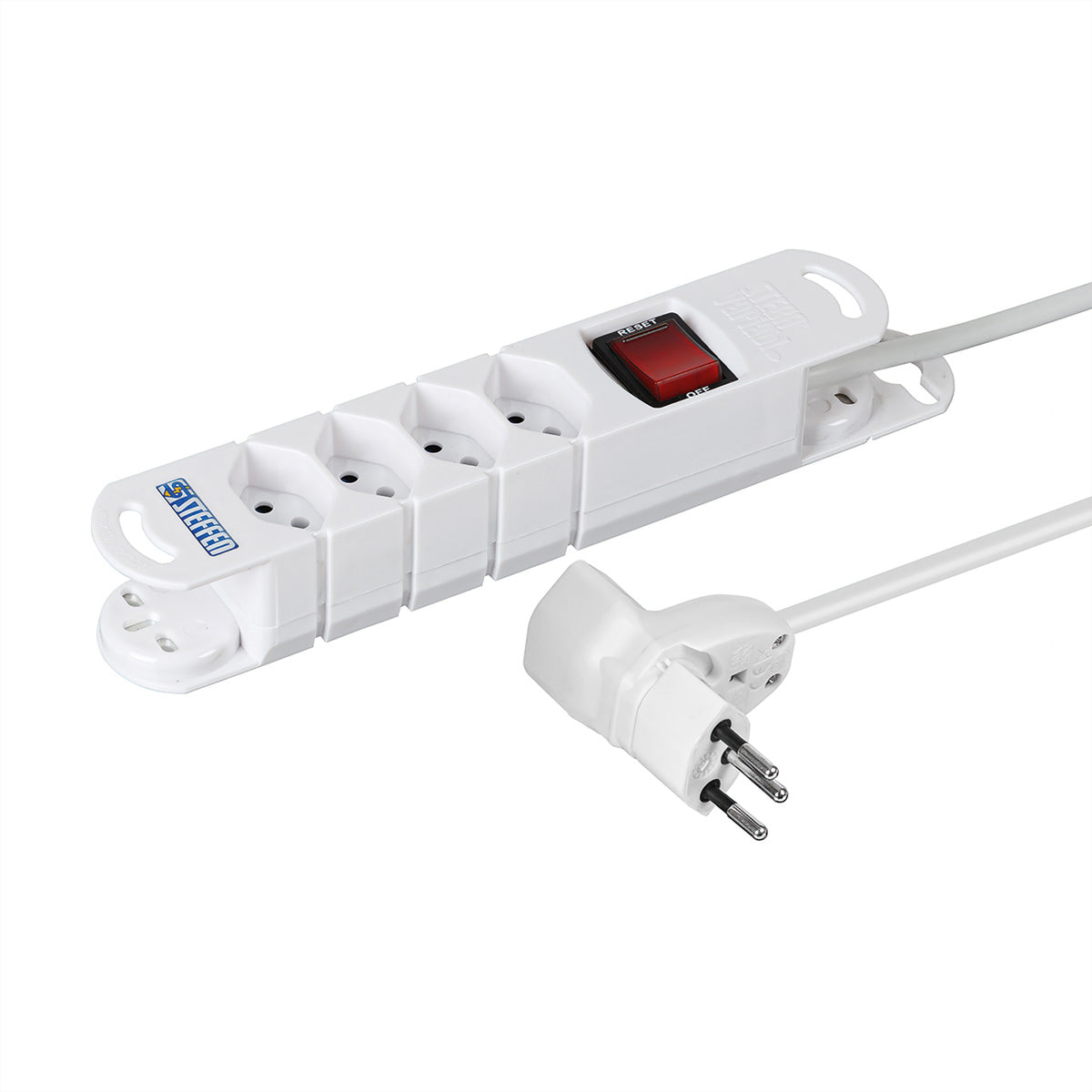 Steffen Variabl – Steckdosenleiste, 4× T13, mit Schalter, 3 m, Stecker T12, abgewinkelt, IP20