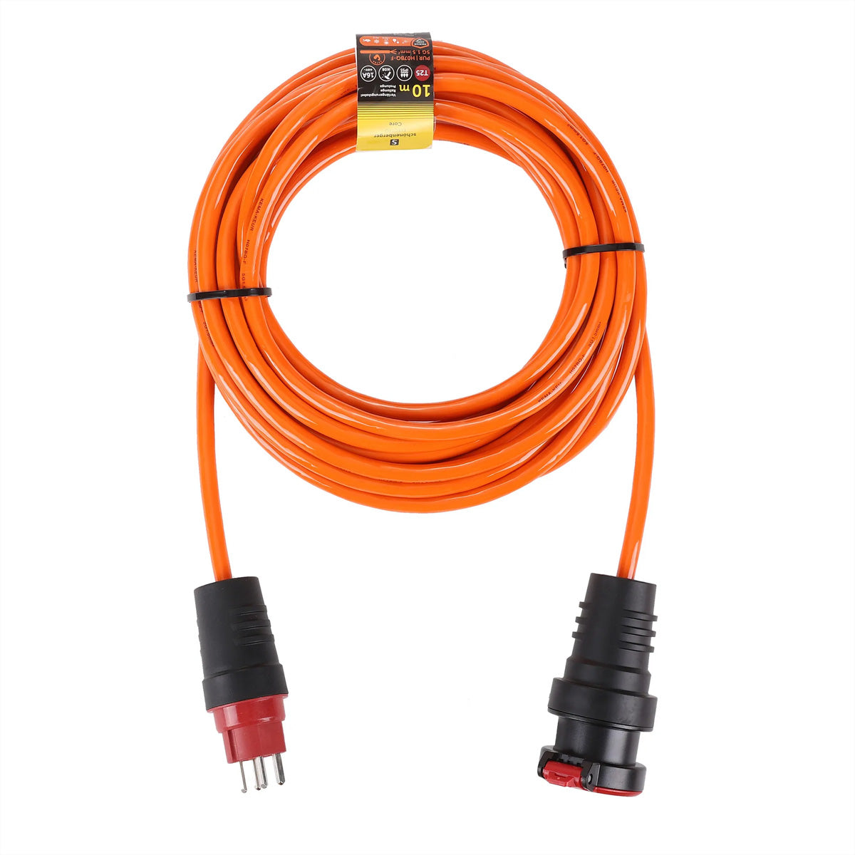 Blank Verlängerungskabel – T12–T13, 10 m, IP55, 5×1,5 mm², Orange
