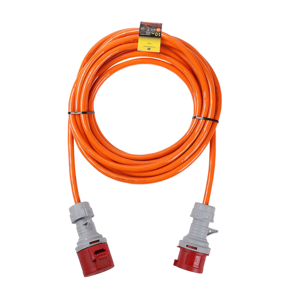 Blank Verlängerungskabel CEE 16-5–CEE 16-5, 10 m, IP44, 5×4 mm², H07BQ-F – orange