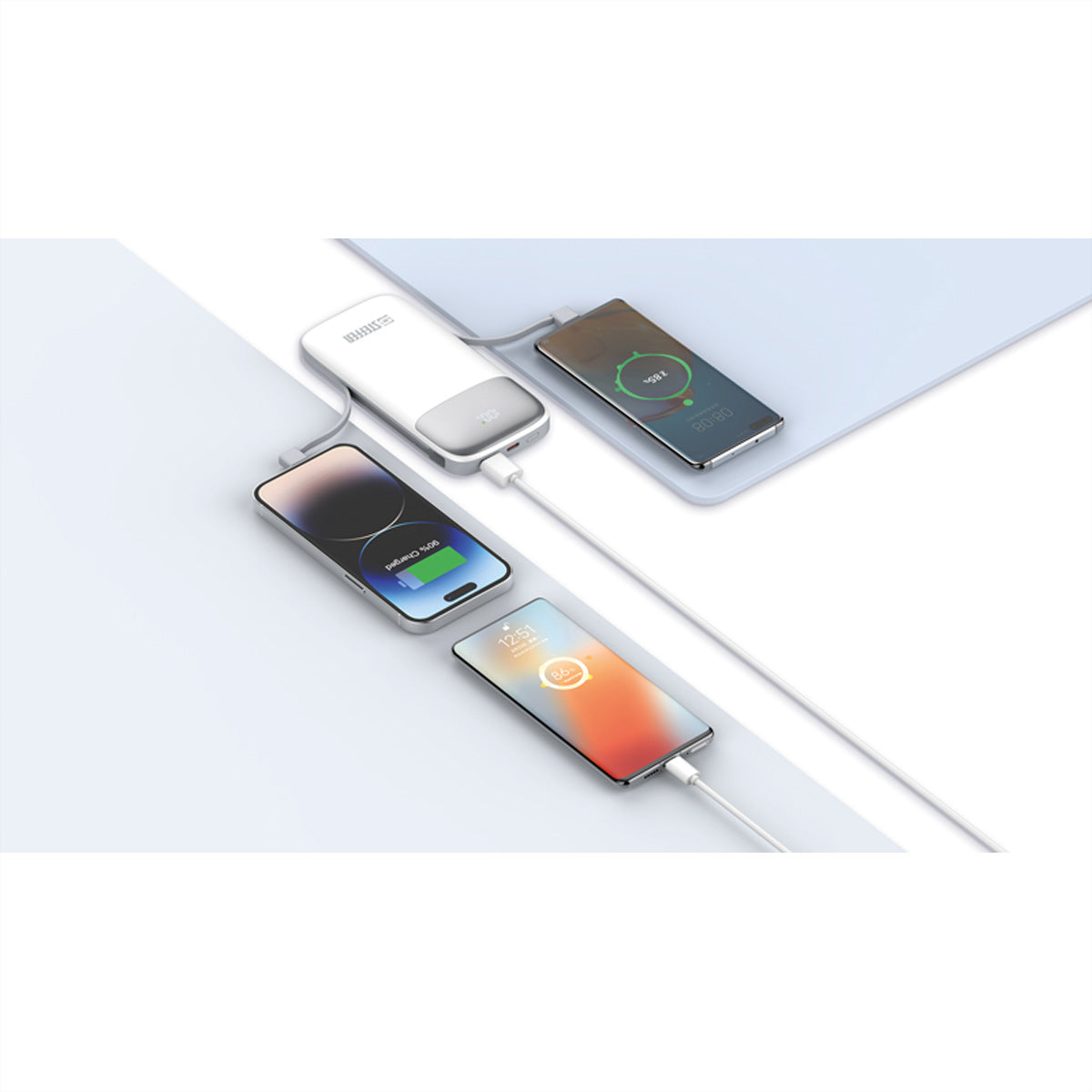 Steffen Powerbank 10'000 mAh – 20 W PD, 1× USB-C, 1× USB-A, weiss