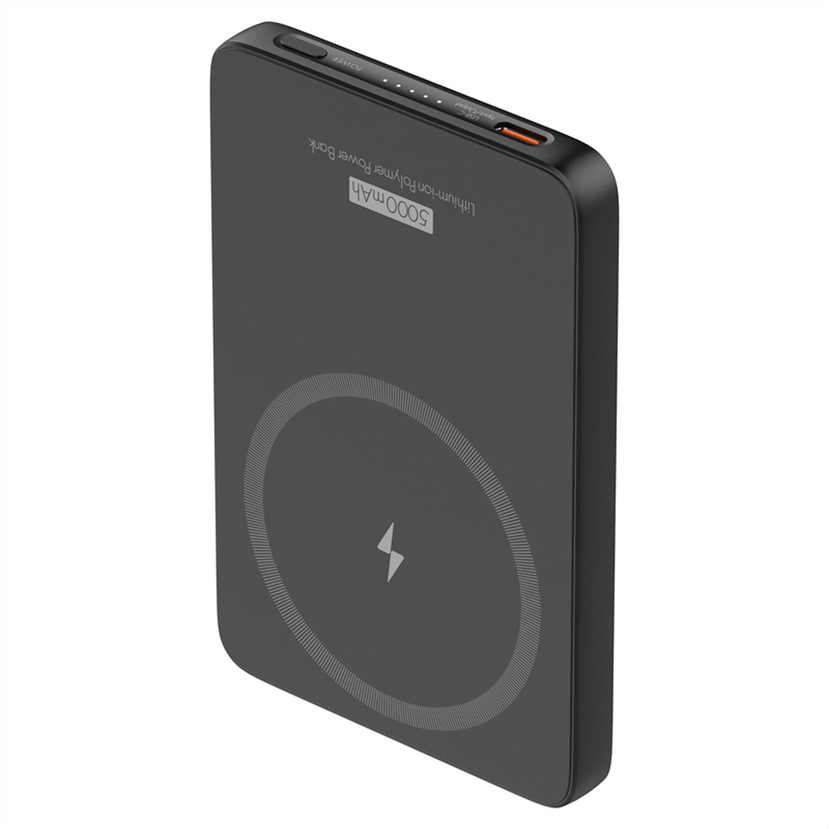 Steffen MagSafe Powerbank 5'000 mAh – 20 W PD, Qi2 15 W, 1× USB-C, Schwarz