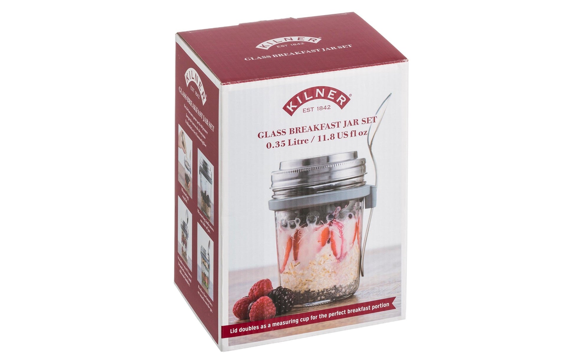 Kilner Müeslischale – 350 ml, Ø 14,0 cm, Glas, Transparent, mit Deckel, inkl. Löffel, spülmaschinenfest