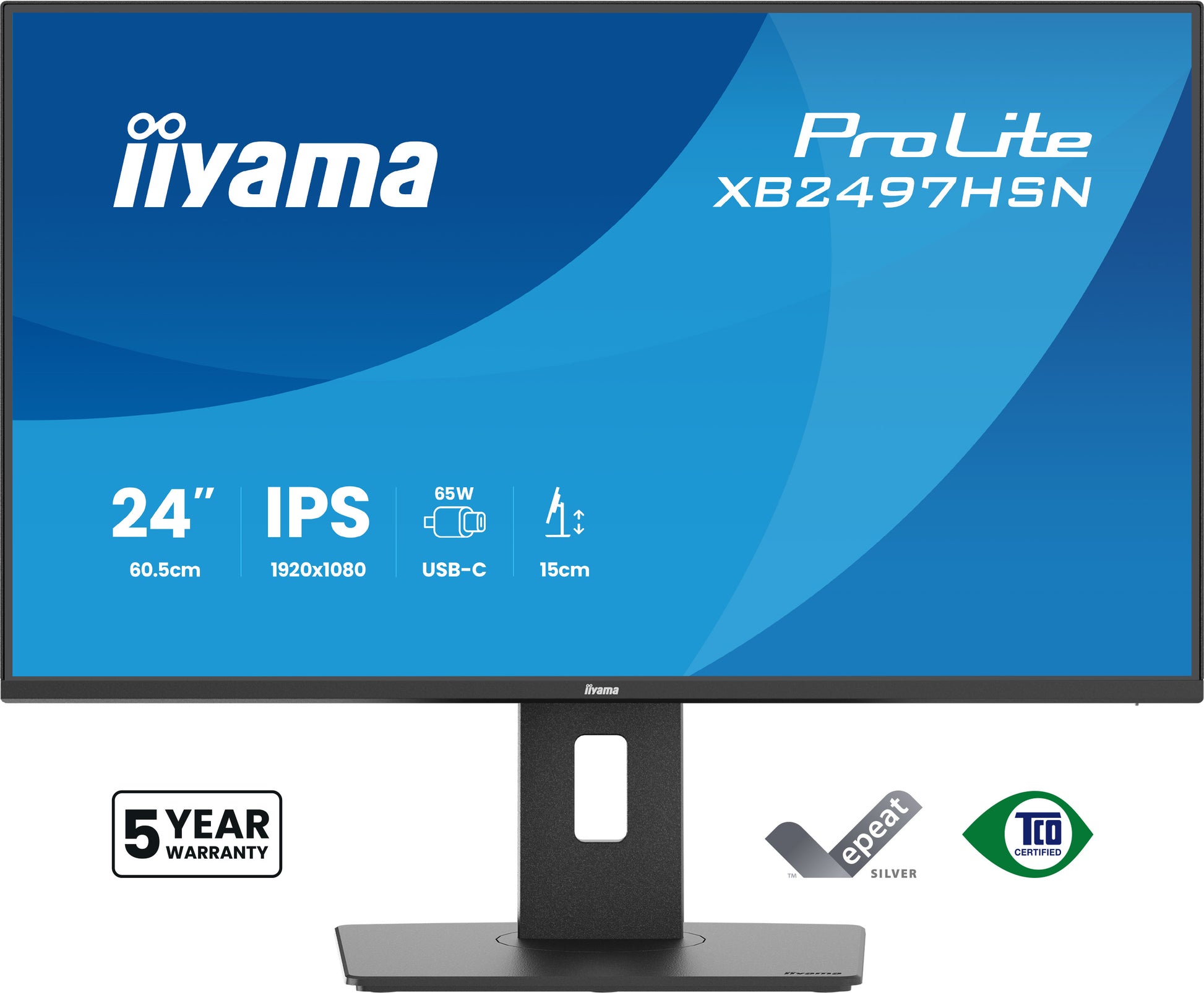 iiyama XB2497HSN-B1 – 23,8", 1920 × 1080 (Full HD), IPS, 100 Hz, USB-C 65 W, LAN