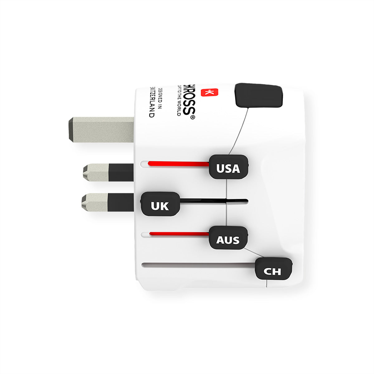 Skross Reiseadapter – von Typ C/E/F zu Typ B/G/I – geerdet – weiss