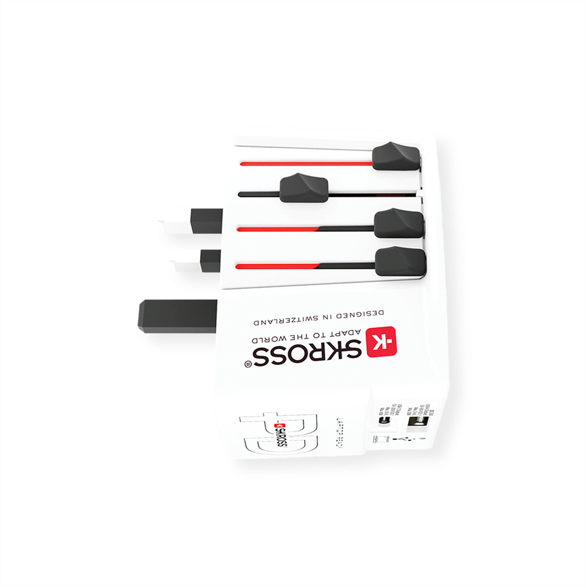 Skross MUV USB A/C 45 PD Reiseadapter – Weltweit, USB-C 45 W PD, USB-A 20 W – Weiss