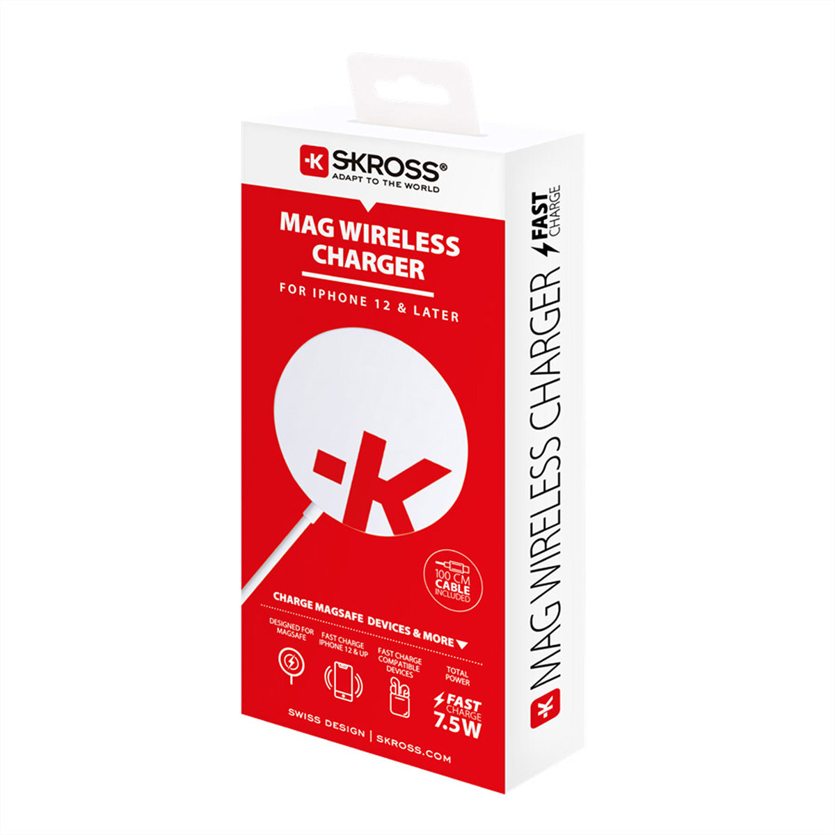 Skross Mag Ladepad – Qi – MagSafe-kompatibel – 10 W – für iPhone 12 und höher – Weiss