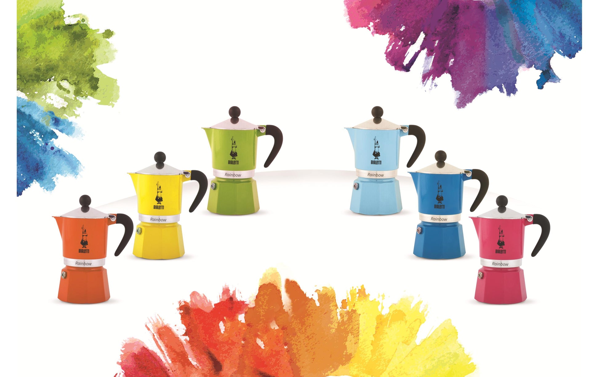 Bialetti Rainbow Espressokanne – 150 ml, 3 Tassen, für Gas, Gelb