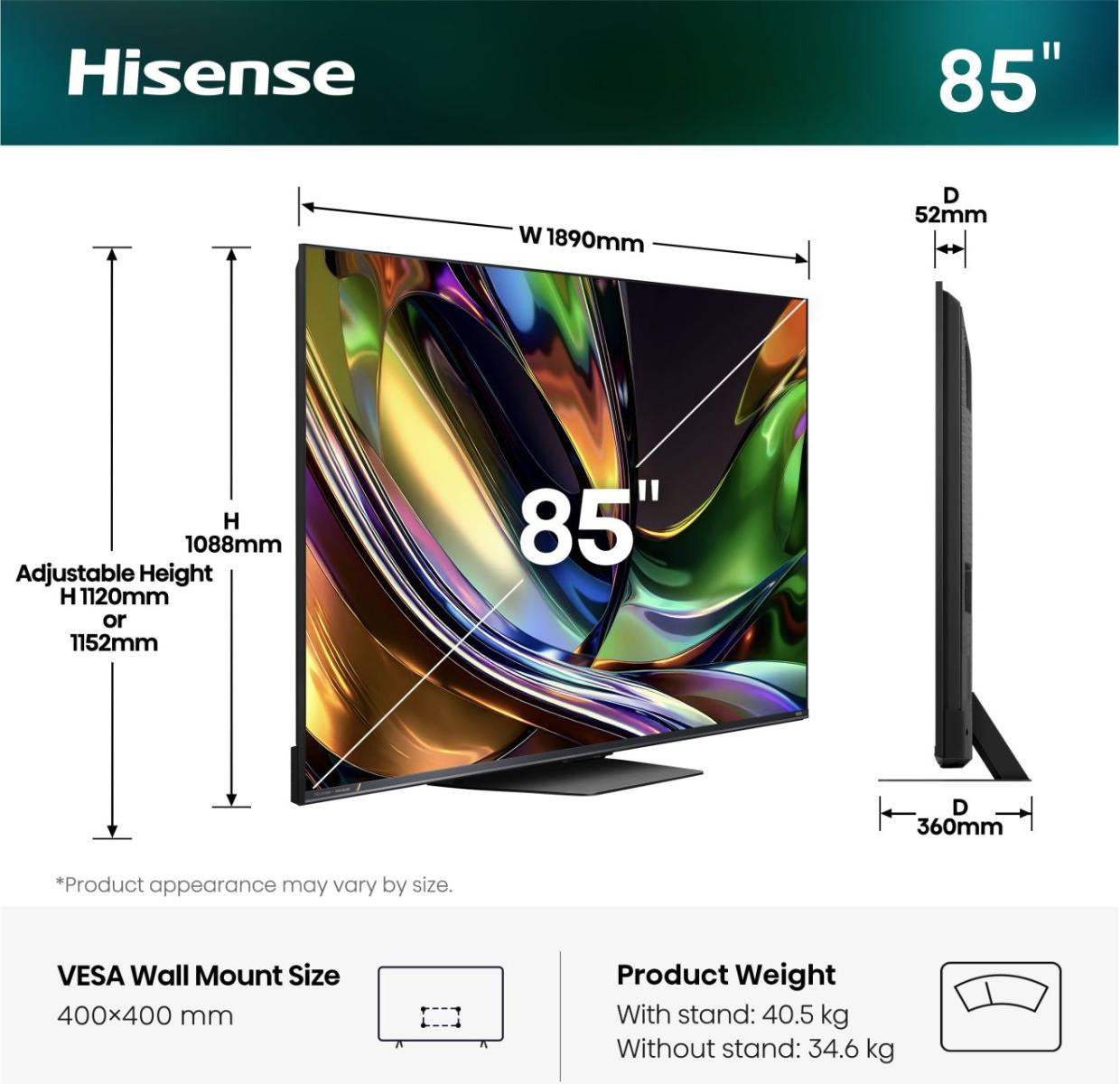 Hisense 85UR8DS – 85" Fernseher – 4K UHD – QD-Mini LED – VIDAA – 180 Hz – Dolby Vision IQ