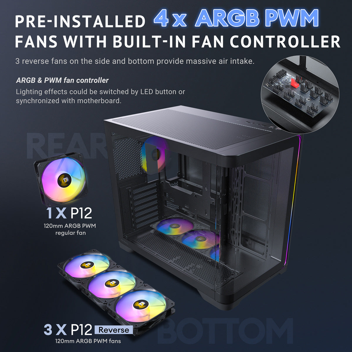 Antec Constellation C5 Curve – PC-Gehäuse Midi-Tower – 4×120 mm Lüfter, USB-C 3,2 Gen2, 360 mm Radiator