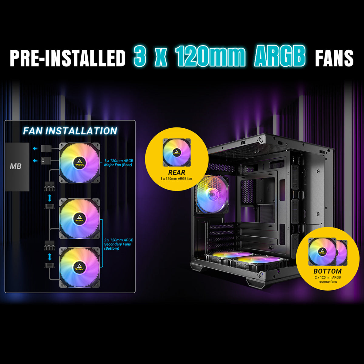 Antec CX60M – PC-Gehäuse (Mini Tower, micro-ATX) – Schwarz, 5 Erweiterungsslots, 3×2,5", 1×3,5", USB-C 10 Gbit