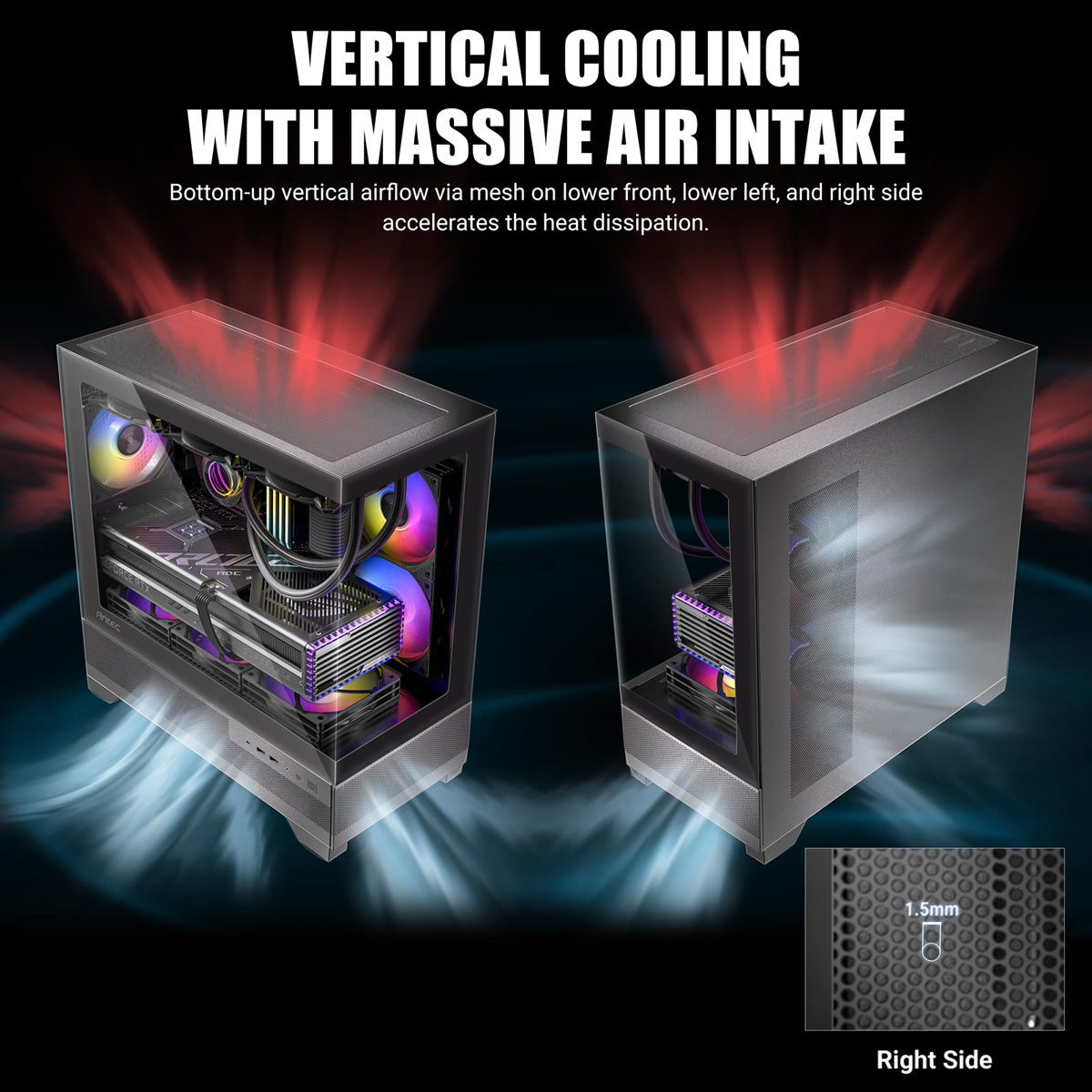 Antec CX500M ARGB Tower – Micro-ATX, gehärtetes Glas, 3x 120 mm ARGB Lüfter, USB-C 3,2 Gen 2