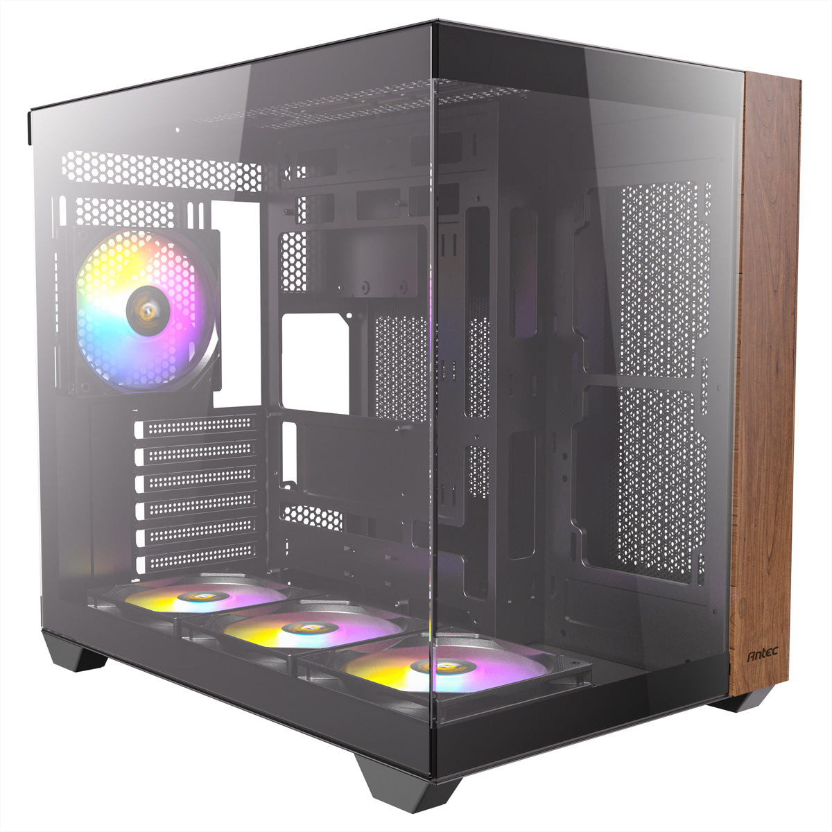 Antec CX800 – PC-Gehäuse – Midi Tower, ATX, Schwarz/Holz, Seitenfenster, 3×120 mm Lüfter, 2×3,5"+2×2,5"