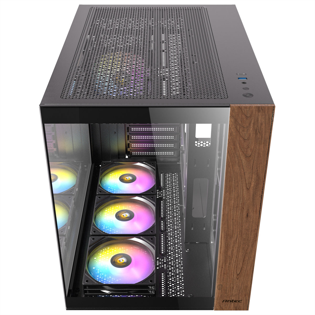 Antec CX800 – PC-Gehäuse – Midi Tower, ATX, Schwarz/Holz, Seitenfenster, 3×120 mm Lüfter, 2×3,5"+2×2,5"
