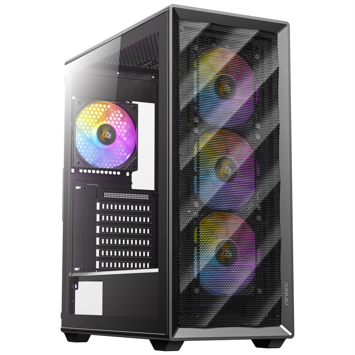 Antec AX85 – PC-Gehäuse – Midi Tower, für ATX, micro-ATX, Mini-ITX, 4×120 mm Lüfter, 360 mm Radiator, Schwarz