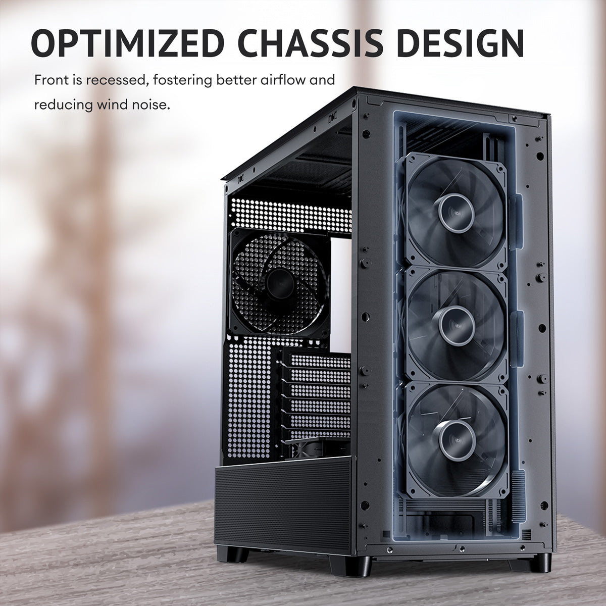 Antec FLUX – PC-Gehäuse – Midi-Tower ATX, Schwarz, Seitenfenster, 5× Lüfter, 360/420 mm Radiatorunterstützung