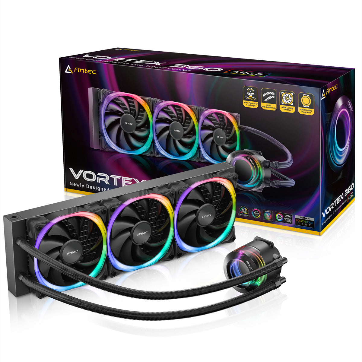 Antec Vortex 360 ARGB – Wasserkühlung – 360 mm Radiator, 3×120 mm Lüfter, für LGA 1700, AM5, AM4 und andere