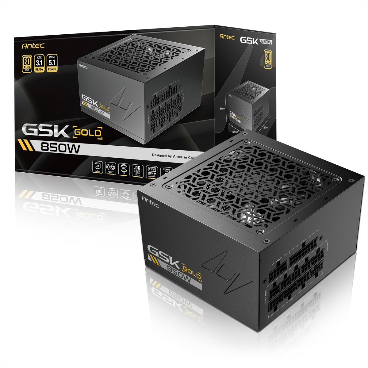 Antec GSK850 ATX-Netzteil 850 W 80 PLUS Gold – vollmodular, ATX 3.1, 12VHPWR