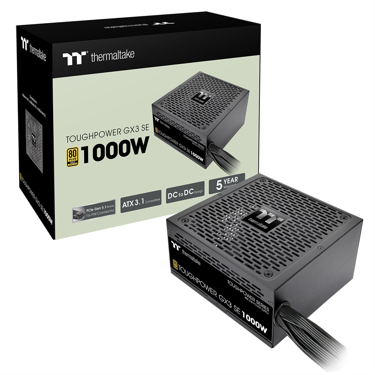 Thermaltake Toughpower GX3 SE ATX-Netzteil 1000 W 80 PLUS Gold – Nicht-modular, ATX 3.1, 12VHPWR