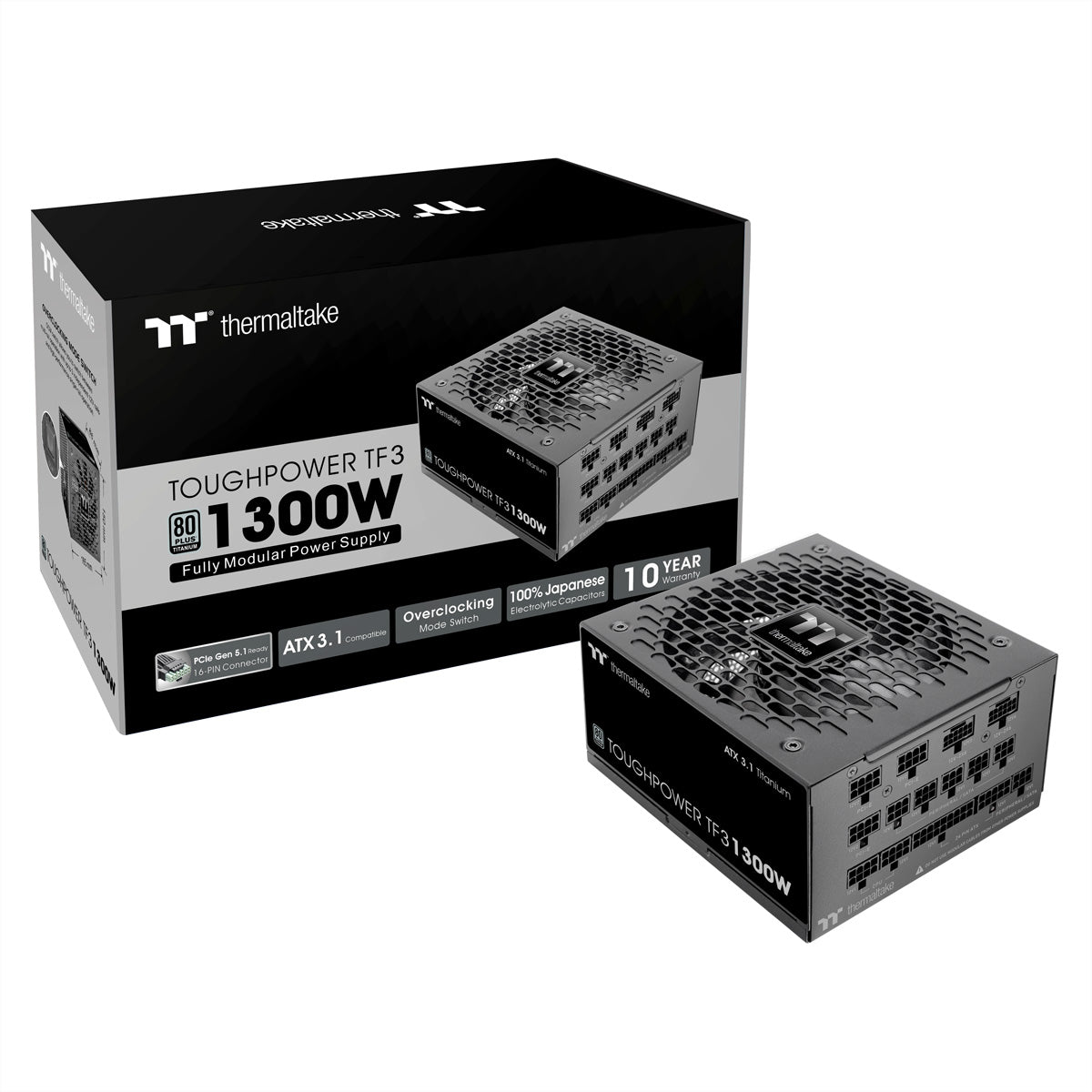 Thermaltake Toughpower TF3 1300 W ATX Netzteil 80 PLUS Titanium – Vollmodular, ATX 3.1, 12VHPWR×2 – PCIe 6+2-Pin