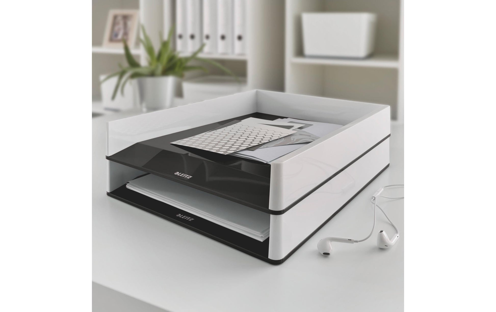 Leitz Briefkorb – Kunststoff, Schwarz, Weiss, Serie 53611095