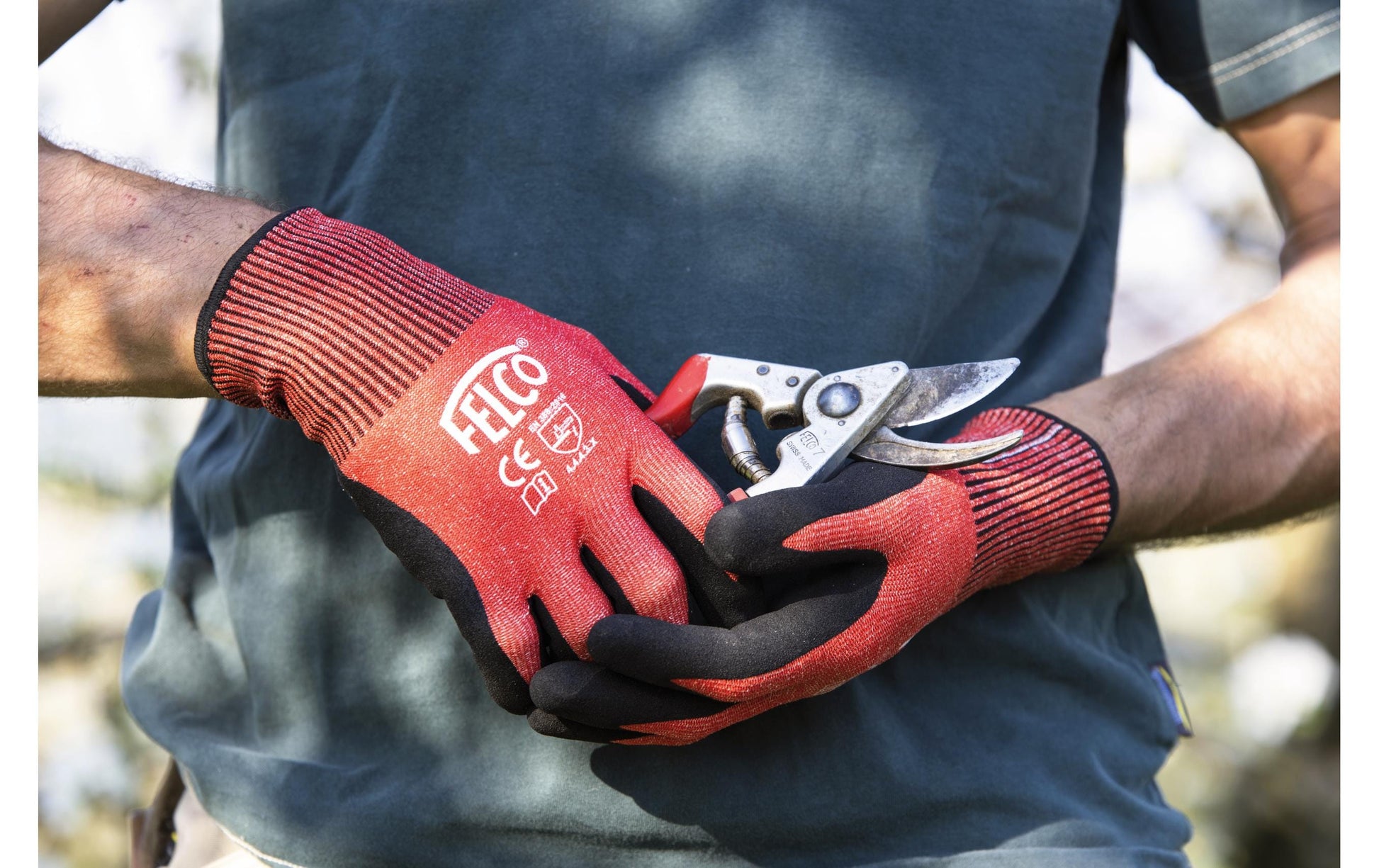 Felco Gartenhandschuh FELCO 701 – L, 1 Stück – Polyester, Schwarz/Rot