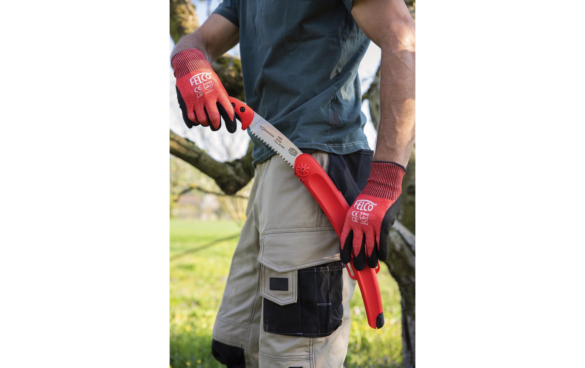 Felco Arbeitshandschuhe, FELCO 701 – S, 1 Stück – Polyester, Schwarz/Rot